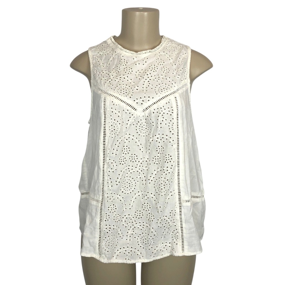 Abercrombie & Fitch Eyelet Lace High Neck Boho Tank‎ Top Small Cowgirl Western